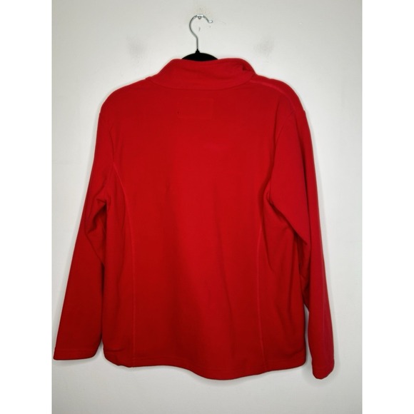 Lands End Fleece Sweatshirt Red Women's 1/4 Zip Pullover Jacket Size Large 14/16 - Picture 6 of 10